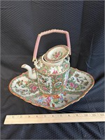 Chinese Porcelain Painted Tray and Pitcher