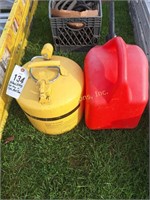 Yellow Safety Gas Can & 5 gal. Plastic Can