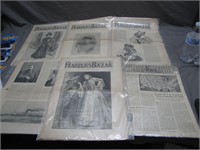 5 Assorted Harper's Bazar Antique Newspapers &