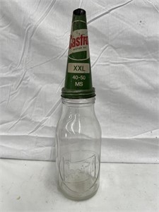 Genuine Castrol embossed quart bottle & tin top