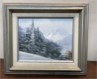Framed painting on wood *signed Approx. 15x13