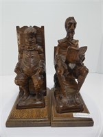 HAND CARVED DON QUIXOTE & SANCHO PANZA BOOKENDS