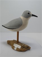 PAINTED WOOD CARVED SHORE BIRD - 7.5" TALL