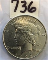 1924 Peace Silver Dollar UNC