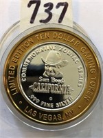 Cailfornia  Casino Year of the Ox $10 .999 Silver