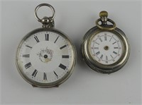 TWO 800 SILVER ANTIQUE POCKET WATCHES