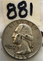 1959D Washington Silver Quarter