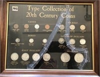 Type Collection of 20th Century Coins in Frame