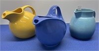 Vintage Assorted Pitchers , Blue , Yellow Multi