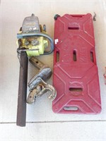 FLAT GAS CAN, PINTLE HITCH & CHAINSAW
