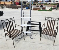 Pool Ladder, 2 Metal Chairs & Planer Stand