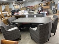 SUBRELLA 7 PC PATIO TABLE AND 6 CHAIRS,