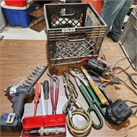 Crate w Assorted tools