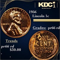 Proof 1956 Lincoln Cent 1c Grades Gem+ Proof Red