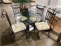 Metal/glass table and 4 chairs