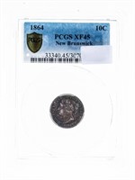 1864 New Brunswick 10 Cent - PCGS XF45