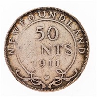 NFLD. 1911 Sterling Silver 50 Cents