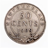 NFLD. 1909 Sterling Silver 50 Cents