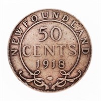 NFLD. 1918 Sterling Silver 50 Cents