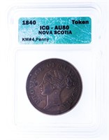 1840 Nova Scotia Penny ICG - AU50 KM#4 Token