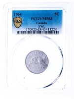 Canada 1964 Five Cents  PCGS MS63