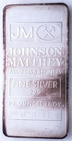 JM Johnson Matthey .999 Fine Silver 10 Ounces Troy