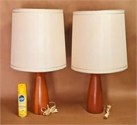 VINTAGE MCM WOOD TABLE LAMPS - PAIR