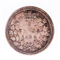 Canada 1858 Five cents F-15 Large Date ICCS