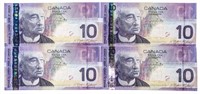 Bank of Canada - Lot - 4 x $10 in Sequence