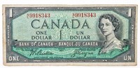 Bank of Canada 1954 $1 Modified Portrait
