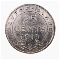 NFLD. 1919 Sterling Silver 20 Cents