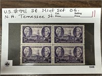 941 STAMP BLOCK OG NH TENNESSEE ST 150TH