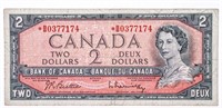 Bank of Canada 1954 $2 Replacement Note
