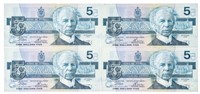 Bank of Canada, 1986 $5 - Lot 4 In Sequence - GEM
