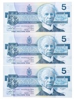 Lot 3 - Bank of canada 1986 $5 Choice UNC in Seque