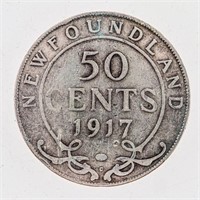 NFLD. 1917 Sterling Silver 50 Cents