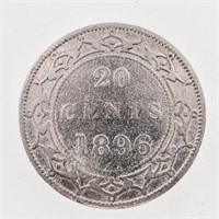 NFLD. 1896 Sterling Silver 20 Cents