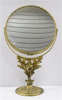 Vintage Cherub Brass Vanity Mirror 11"