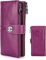 Contacts Turnlock Wallet for Women Leather Airtag