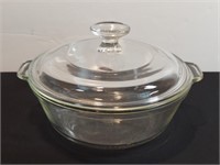 Vintage Pyrex Clear Casserole W Lid. Small Nick