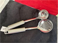 2 STAINLESS STEEL 14 INCH LADLES