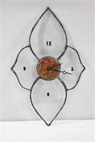 Beveled Glass Flower Wall Clock 16" - Works
