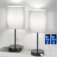 Set of 2 table lamps with usb ports