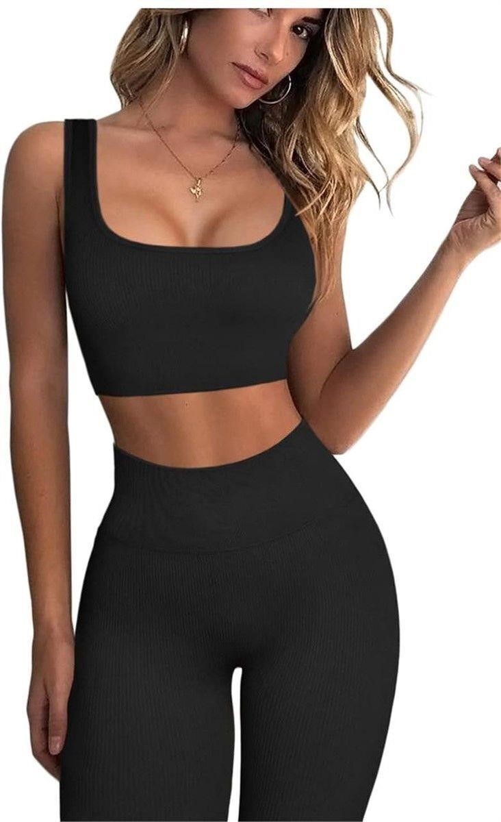$50(L)FAFOFA Ribbed Workout Outfits for Women