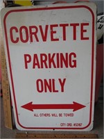Metal Corvette parking sign