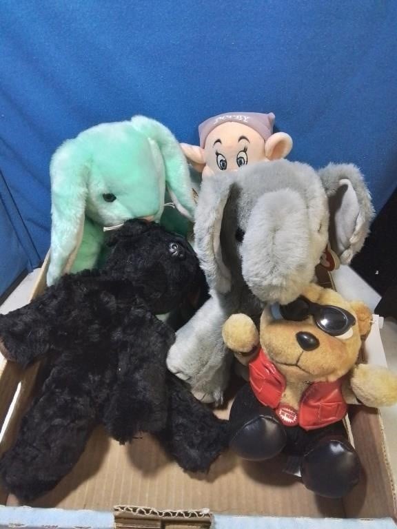 Flat of new plush toys including some Ty
