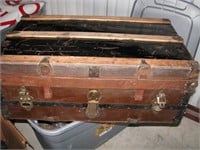 Flat top trunk with tray, misc contents