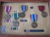 MIsc lot of Military medals, includes case