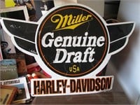 Metal Miller Genuine Draft Harley Davidson sign