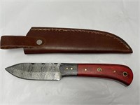Fixed Blade Hunting Knife with Sheath - Cherry